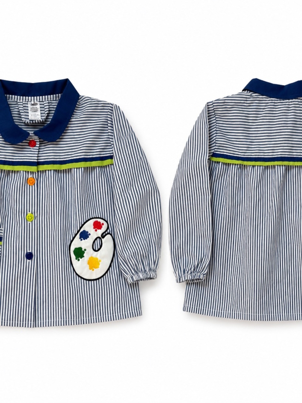 Kids Artist Paint Smock Blue Stripe Art Apron School Preschool Size 6